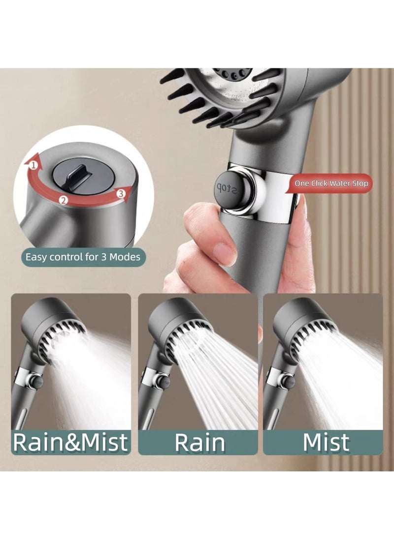 MACAIIROOS Shower Filter Shower Head Handheld High Pressure Hard Water Softener Filtered Hand Held Showerhead Set to Remove Chlorine and Impurities Massages Scalp Anti Hairfall with Shower Hose and Holde 3 Modes  - Image 4