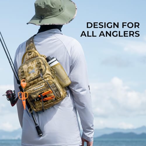 KastKing BaitSpace Standard Fishing Tackle Sling Bag Waterresistant Sling Pack for Bank Wader Boat Fishing Rod Beverage Holder Adjustable Straps Durable 420D Nylon Fabric - Image 3