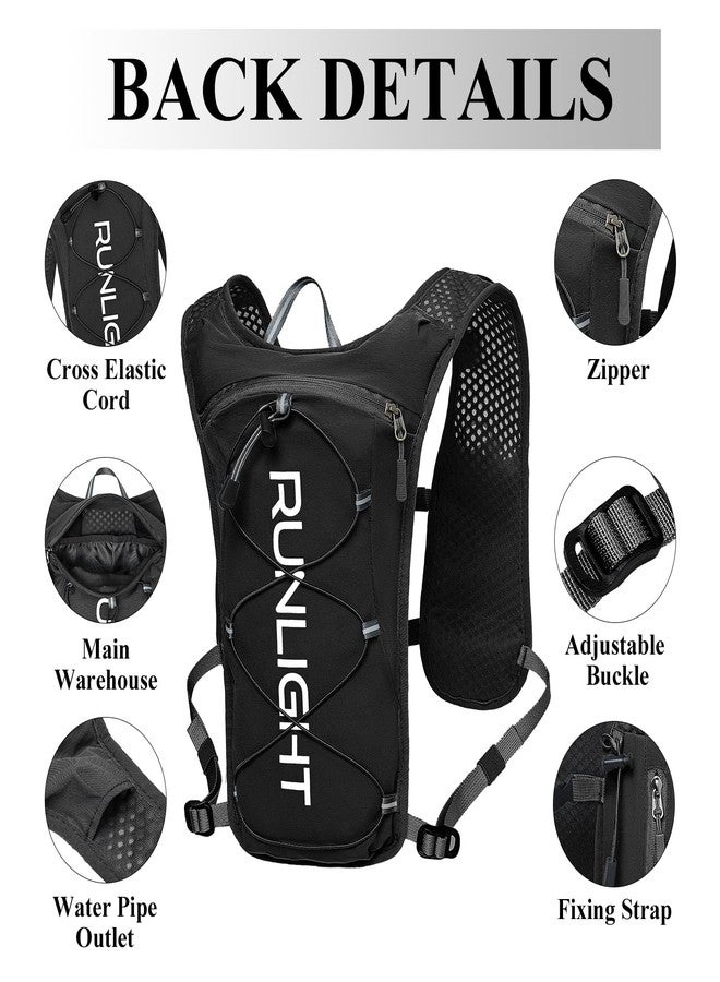 Runlight Running Vest for Women Men,Adjustable Chest Straps Running Hydration Vest with 1.5L Water Bladder,Lightweight Breathable Reflective Running Vest for Trail Running Hiking Black - Image 4