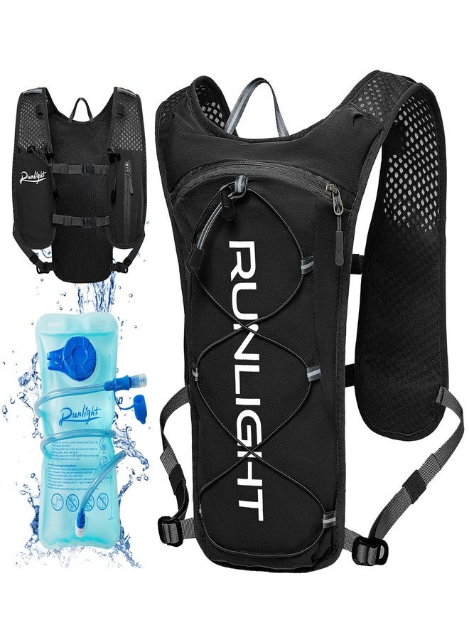 Runlight Running Vest for Women Men,Adjustable Chest Straps Running Hydration Vest with 1.5L Water Bladder,Lightweight Breathable Reflective Running Vest for Trail Running Hiking Black - Image 1