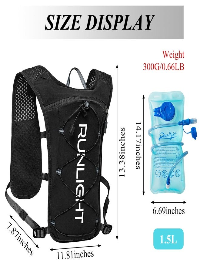 Runlight Running Vest for Women Men,Adjustable Chest Straps Running Hydration Vest with 1.5L Water Bladder,Lightweight Breathable Reflective Running Vest for Trail Running Hiking Black - Image 2