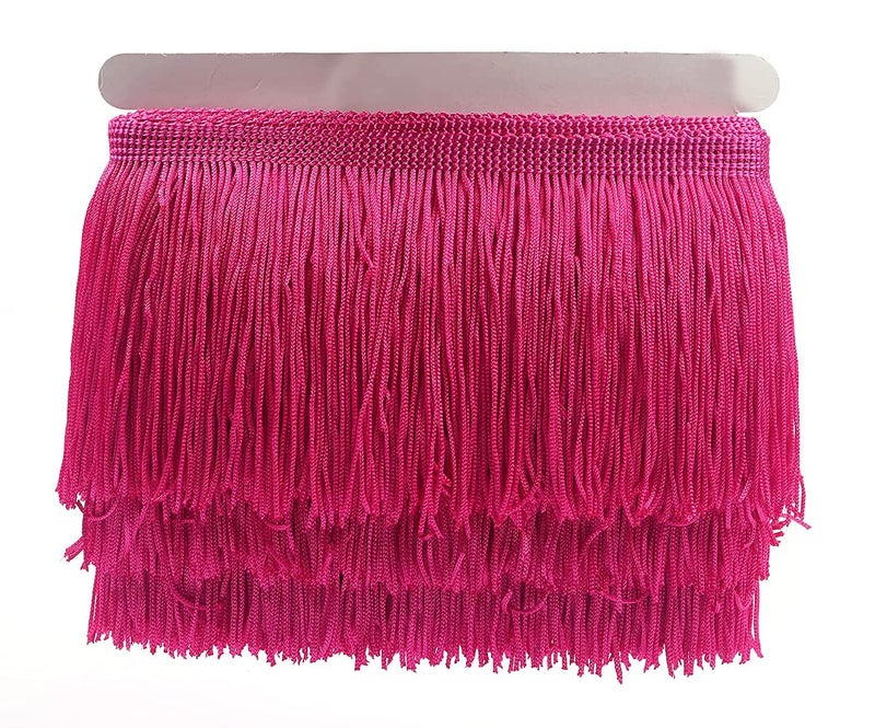 YYCRAFT YYCRAFT 10 Yards 4 Inch Wide Tassel Curtain Fringe Trim by The Yard for DIY Sewing Crafts Clothing Curtains DecorationHot Pink