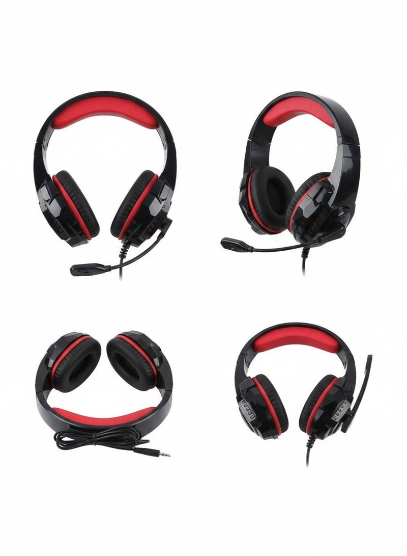 سماعة رأس ألعاب بمدخل 3.5 مم AUX – مزودة بمحول 1 إلى 2 للكمبيوتر واللابتوب، صوت ستيريو عالي الجودة مع ميكروفون مدمج - Image 2