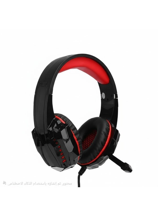 سماعة رأس ألعاب بمدخل 3.5 مم AUX – مزودة بمحول 1 إلى 2 للكمبيوتر واللابتوب، صوت ستيريو عالي الجودة مع ميكروفون مدمج - Image 1