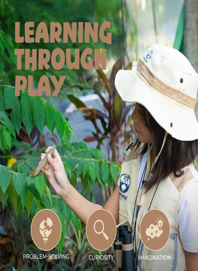 PATHFINDER PANDAS Kids Explorer Kit with Safari Vest, Hat & More - Kids Bug Catching Kit with Adventure Guide & Scavenger Hunt - Cute Dress-Up Zookeeper Costume & Safari Costume for 3-7 Year Old Boys Girls - Image 3
