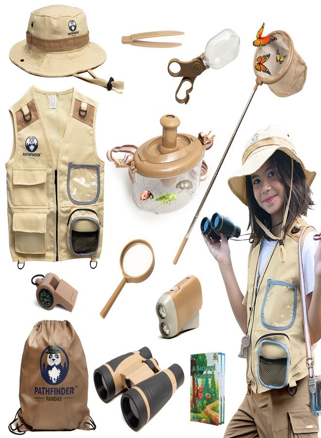 PATHFINDER PANDAS Kids Explorer Kit with Safari Vest, Hat & More - Kids Bug Catching Kit with Adventure Guide & Scavenger Hunt - Cute Dress-Up Zookeeper Costume & Safari Costume for 3-7 Year Old Boys Girls - Image 1