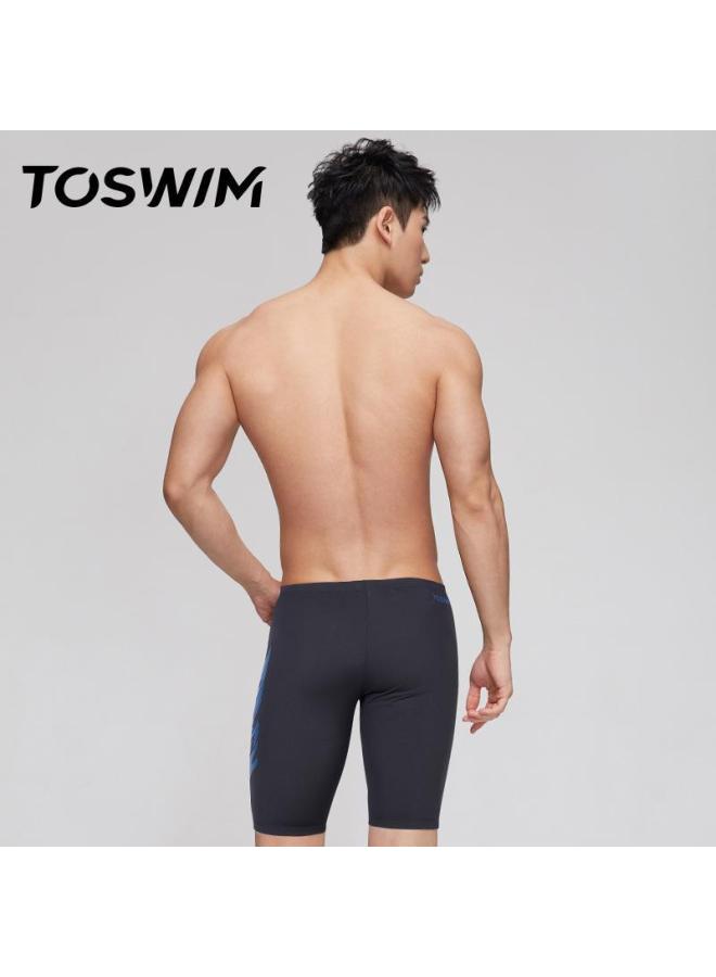 إسكدنيا TOSWIM سراويل سباحة رجالية ملابس سباحة سريعة الجفاف سراويل مضادة للإحراج ملابس سباحة هوت سبرينغز للتدريب الاحترافي للرجال - اللون: أزرق، حجم حيوي: M - Image 3