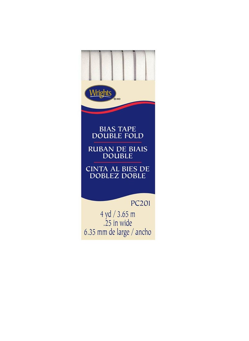 Wrights Double Fold Bias Tape 1/4in x 4yd White  - Image 1