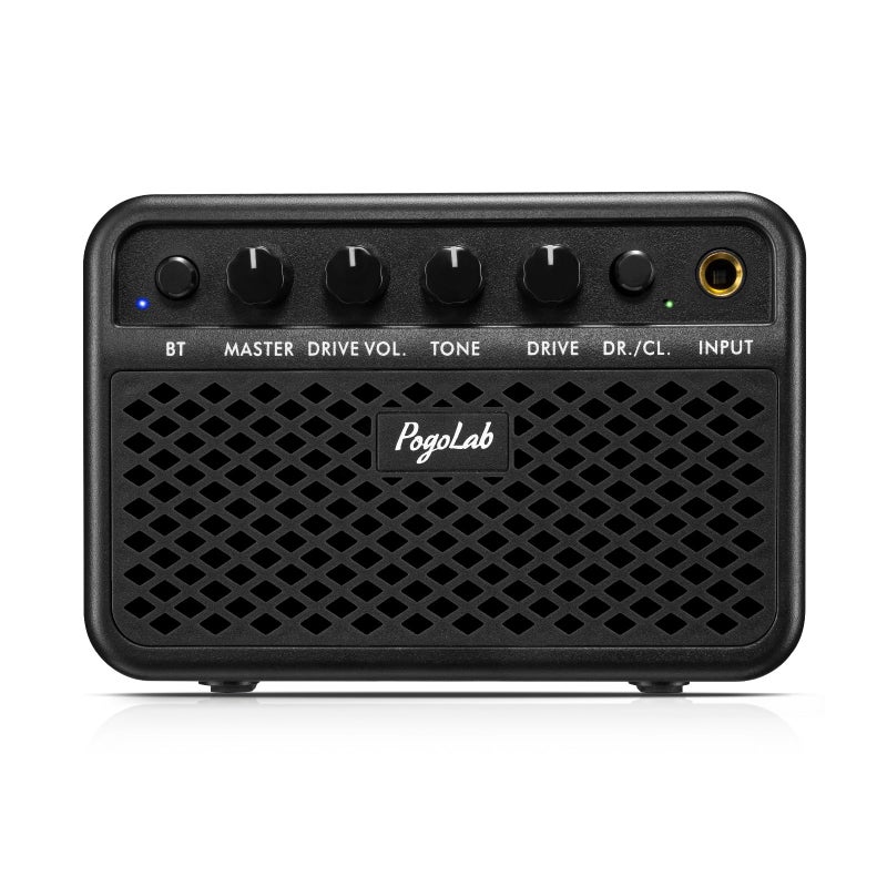 POGOLAB Mini Guitar Amp, 5W Small Portable Electric Guitar Amplifier, Clean & Drive Effects 2 Channels, Rechargeable Bluetooth Speaker with Headphone Jack, for Daily Practice (Black) - Image 1
