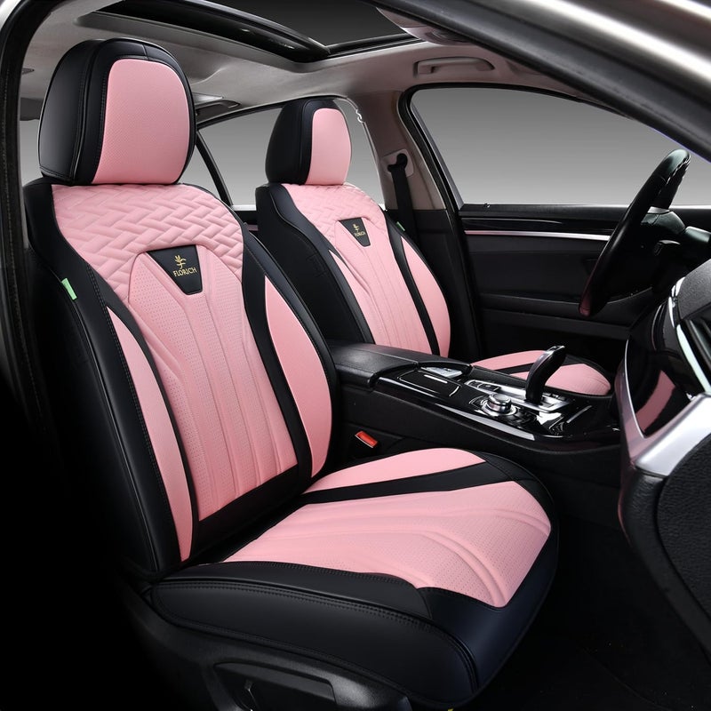 FLORICH Leather Seat Covers Pink Car Seat Covers Full Set Car Seat Protectors 5 Seats Driver Seat Covers Fit for Most Cars Trucks SUV - Image 2