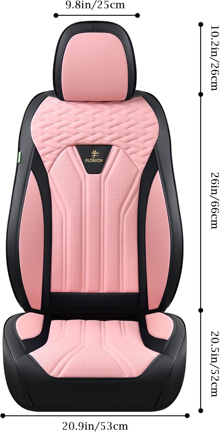 FLORICH Leather Seat Covers Pink Car Seat Covers Full Set Car Seat Protectors 5 Seats Driver Seat Covers Fit for Most Cars Trucks SUV - Image 3