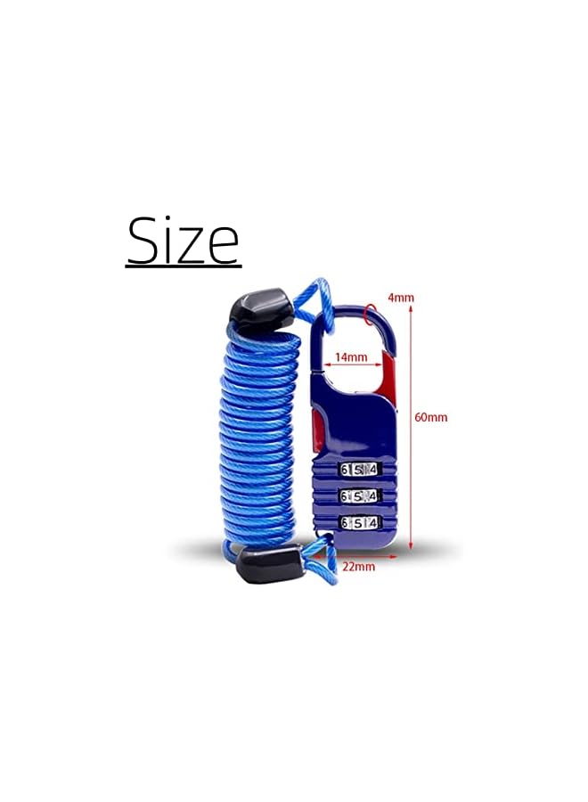 PROMASS PROMASS Combination Padlock 3 Digit Combination Lock, School Gym Locker Portable Wire Rope Combination Lock Luggage Bag Helmet Electric Vehicle Anti-Theft Combination Lock Waterproof Padlock (blue)  - Image 4