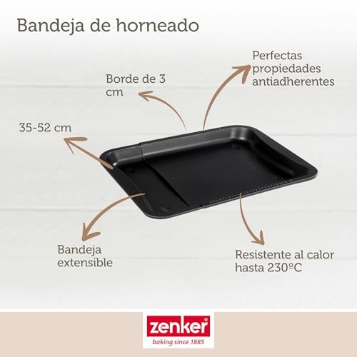 Zenker Adjustable Universal Oven Baking Tray, Black/Metallic, 13.58-20.47 x 12.99 x 1.18" - Image 3