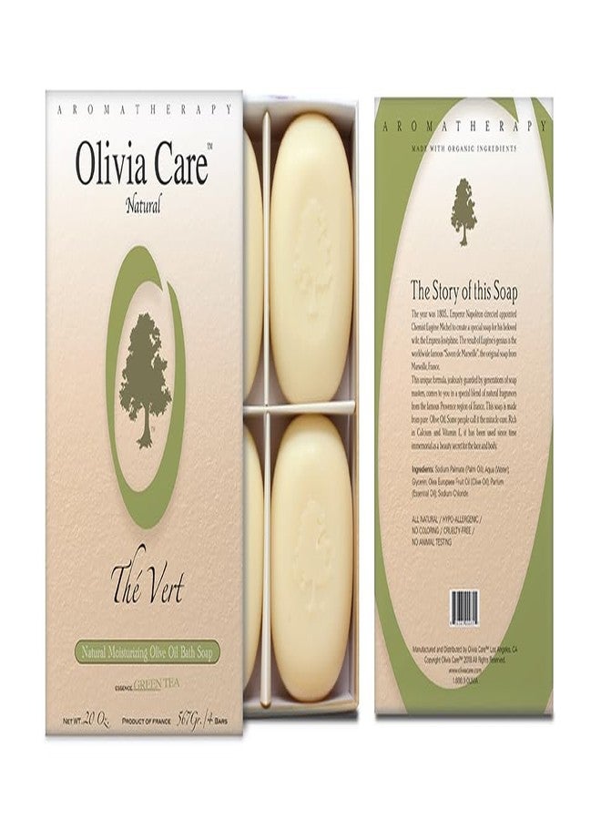 Olivia Care Olive Oil Soap, Green Tea, 5-Ounce Boxes (Pack of 4 - Image 1