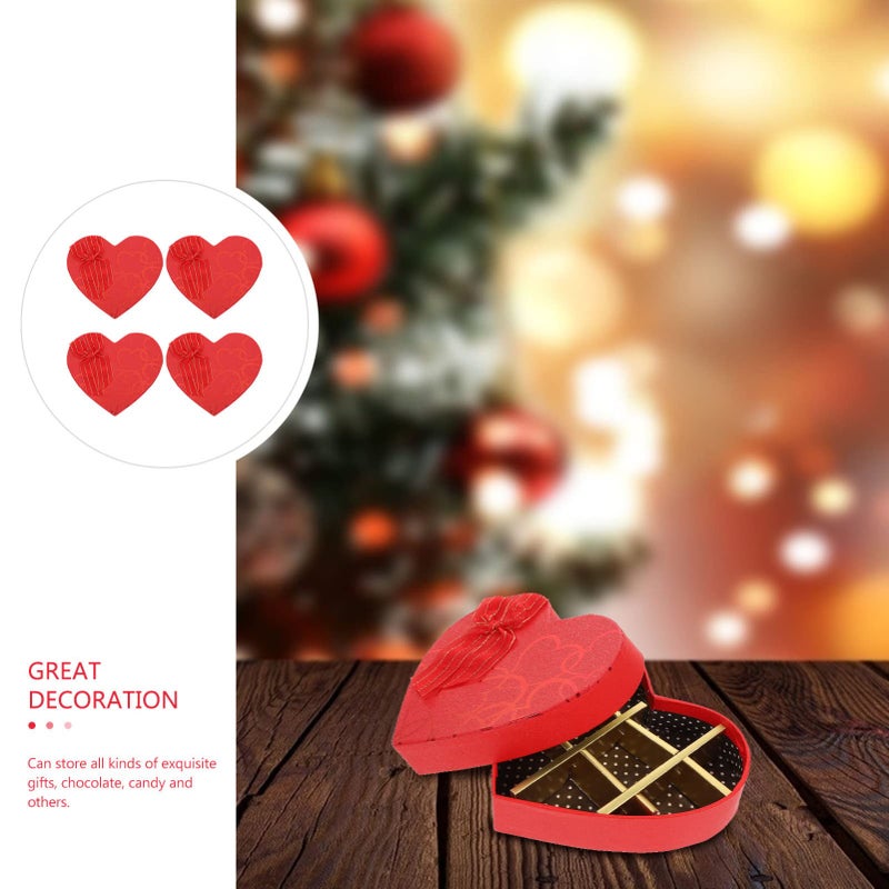 EXCEART Heart Paper Box 4Pcs Heart Shaped Box Box with Cover and Ribbon Storage Case Paper Storage Container for Lovers Mother Father (Red) Heart Packing Box - Image 5