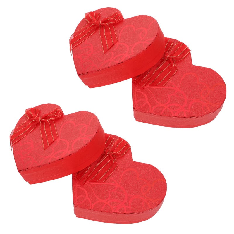 EXCEART Heart Paper Box 4Pcs Heart Shaped Box Box with Cover and Ribbon Storage Case Paper Storage Container for Lovers Mother Father (Red) Heart Packing Box - Image 1