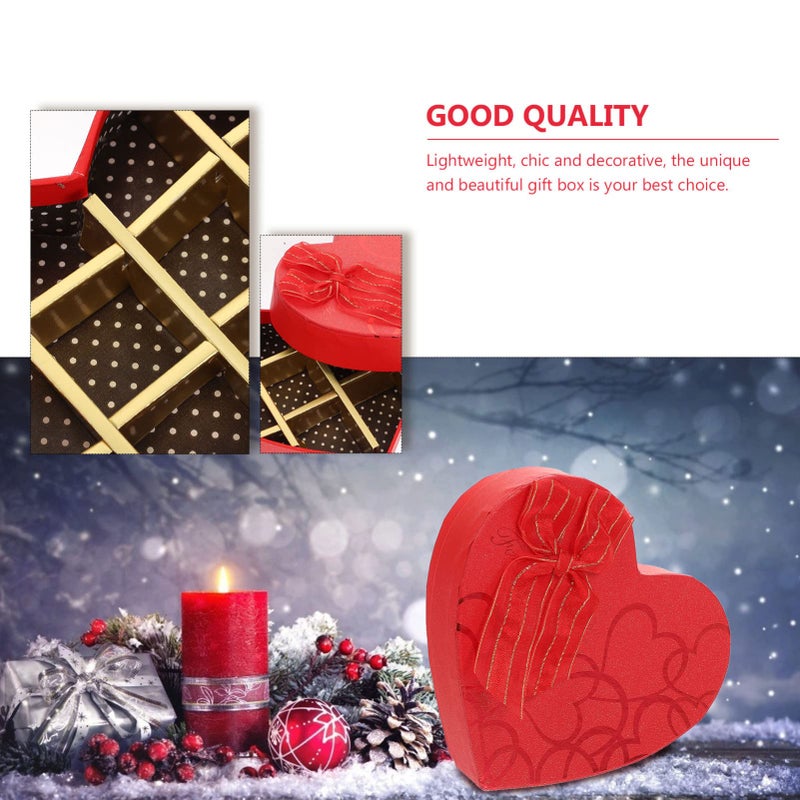 EXCEART Heart Paper Box 4Pcs Heart Shaped Box Box with Cover and Ribbon Storage Case Paper Storage Container for Lovers Mother Father (Red) Heart Packing Box - Image 4