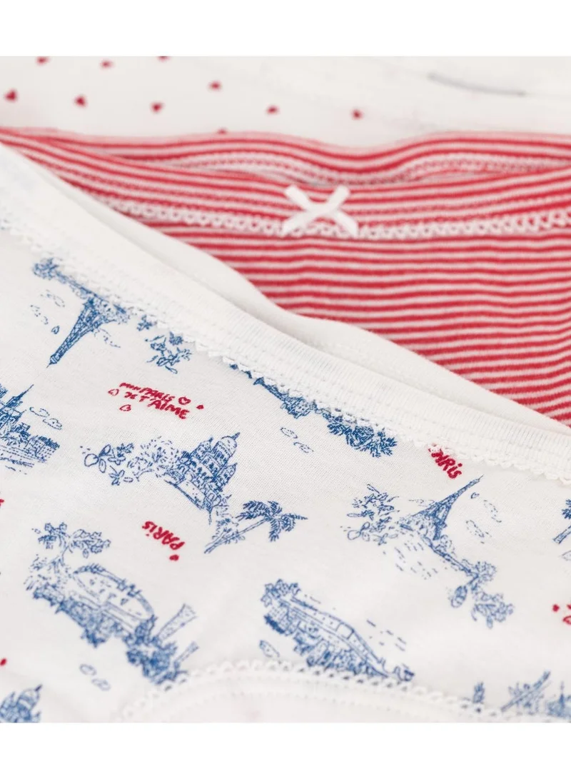 Petit Bateau Children's high-waisted Paris print cotton pants - 3-pack