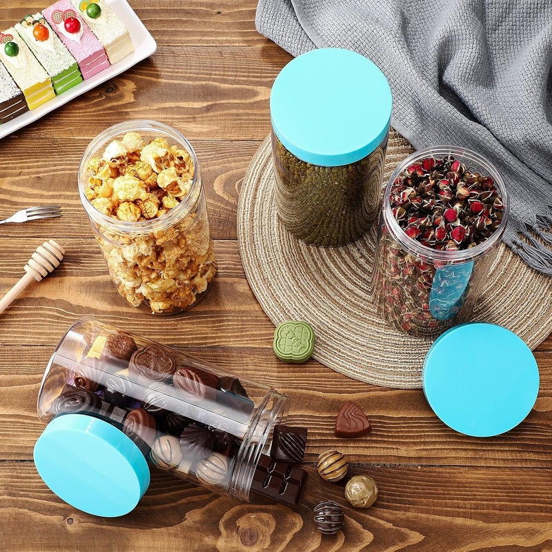 Patelai 4 Pieces Round Wide-mouth Leak Proof Plastic Container Jars with Lids for Travel Storage Makeup Beauty Products Face Creams Oils Salves Ointments DIY Making(32 Ounce,Blue) - Image 4