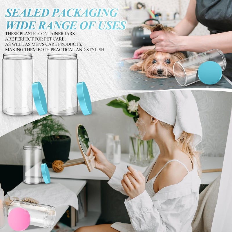 Patelai 4 Pieces Round Wide-mouth Leak Proof Plastic Container Jars with Lids for Travel Storage Makeup Beauty Products Face Creams Oils Salves Ointments DIY Making(32 Ounce,Blue) - Image 5