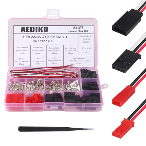 AEDIKO JST Servo Connector Kit 40 Sets Servo Plug Male Female Connector Crimp Pin Cable Kit Compatible JST SYP Futaba for Hitec Spektrum RC - Image 1