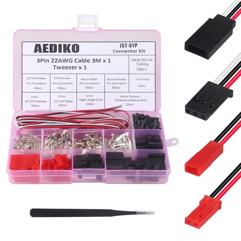 AEDIKO JST Servo Connector Kit 40 Sets Servo Plug Male Female Connector Crimp Pin Cable Kit Compatible JST SYP Futaba for Hitec Spektrum RC - Image 2