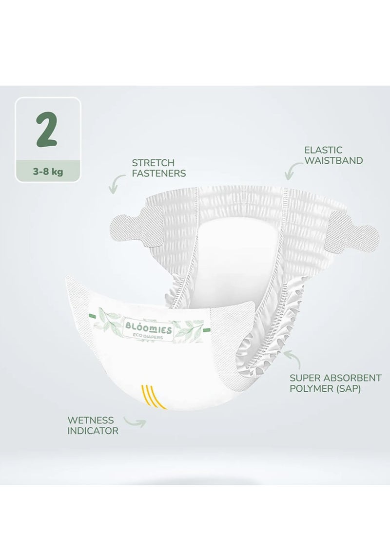 Bloomies - Organic Bamboo Baby Diapers Size 2 (3-8kg baby) 120pcs (40X3) Bundle| Eco-friendly, Hypoallergenic, Non-toxic, Breathable Nappies - Image 1