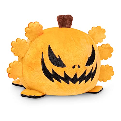 TeeTurtle - The Original Reversible Axolotl Plushie - Black + Pumpkin - Cute Sensory Fidget Stuffed Animals That Show Your Mood - Perfect for Halloween! - Image 1