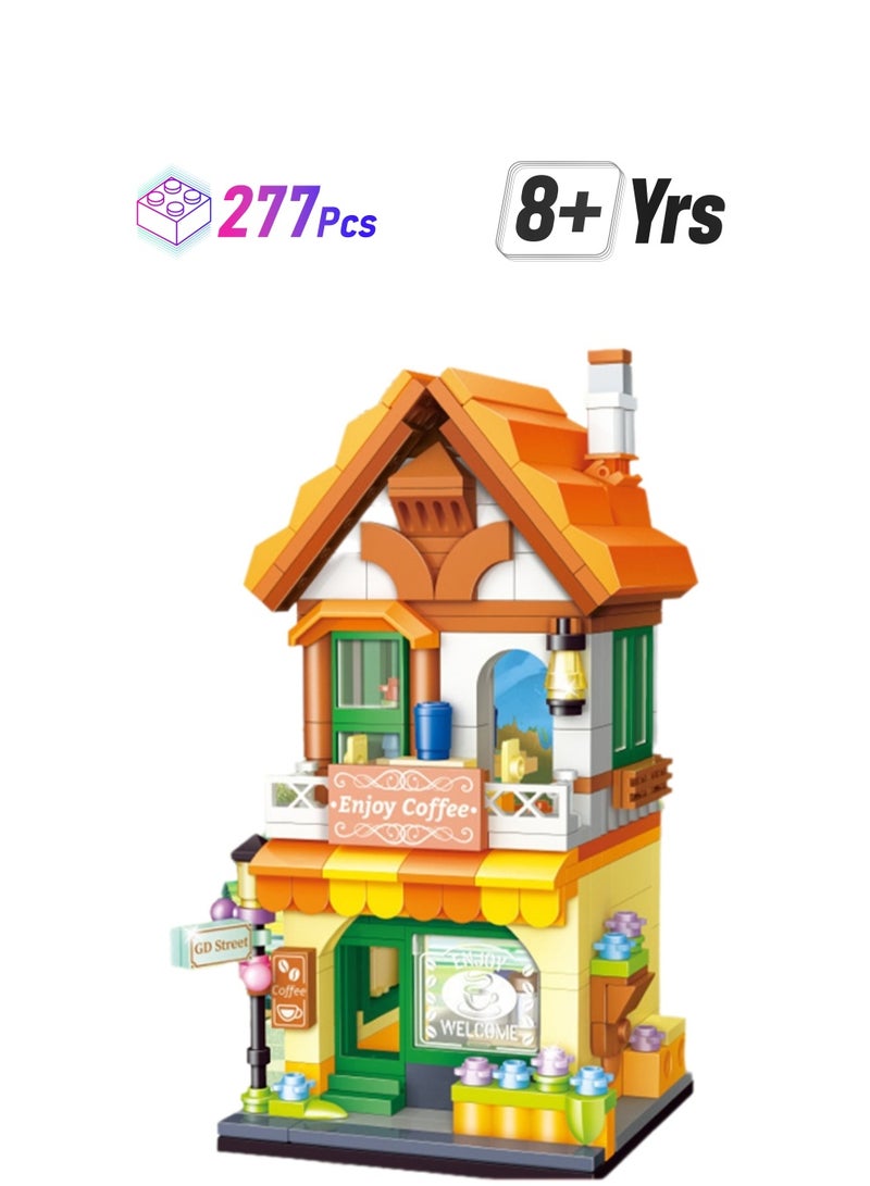 Coffee Time 277pcs, Street View House Set Building Block Toys, Educational Assembly Model Gift For Children - Image 1