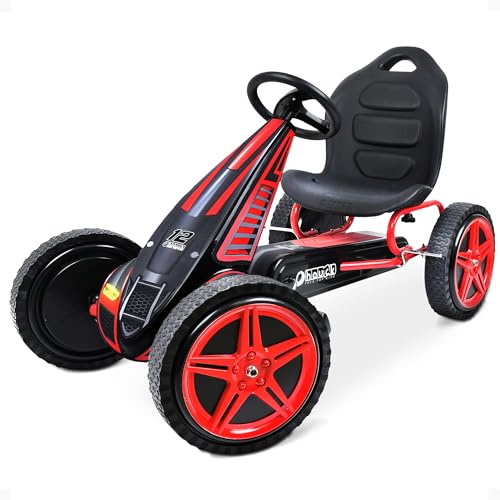 hauck Kids Pedal Go Kart, Hurricane 4 Wheel Bike Cart with Rubber Tires, Ages 4-10, Red - Outdoor Ride-On Bicycle Karts with Wheels for Boys and Girls - Image 1