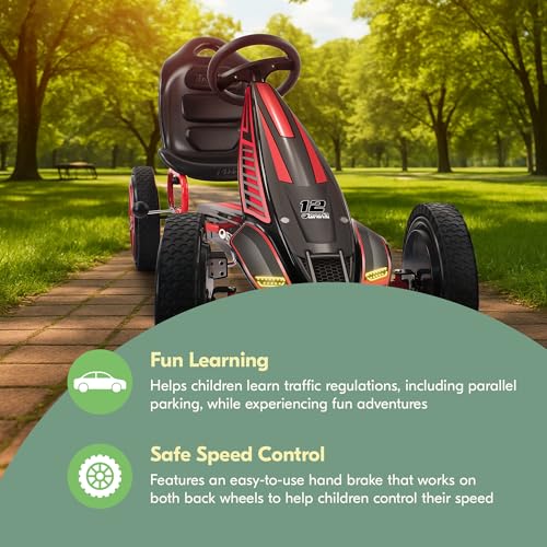 hauck Kids Pedal Go Kart, Hurricane 4 Wheel Bike Cart with Rubber Tires, Ages 4-10, Red - Outdoor Ride-On Bicycle Karts with Wheels for Boys and Girls - Image 3