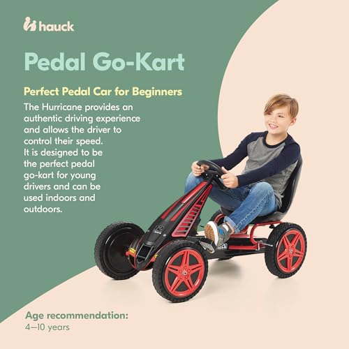 hauck Kids Pedal Go Kart, Hurricane 4 Wheel Bike Cart with Rubber Tires, Ages 4-10, Red - Outdoor Ride-On Bicycle Karts with Wheels for Boys and Girls - Image 2