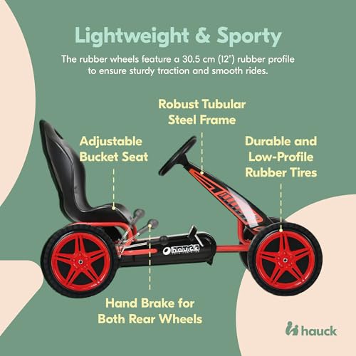 hauck Kids Pedal Go Kart, Hurricane 4 Wheel Bike Cart with Rubber Tires, Ages 4-10, Red - Outdoor Ride-On Bicycle Karts with Wheels for Boys and Girls - Image 4