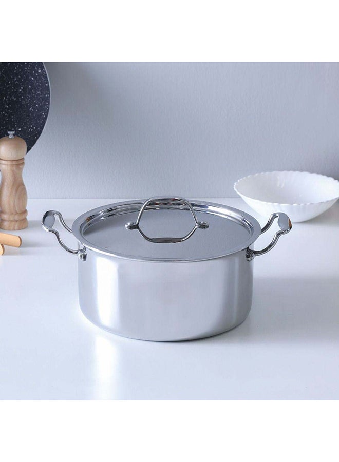 DANUBE HOME Celina Stainless Steel Casserole With Ss Lid 2.5Mm Stainless Steel Non-Stick Stockpot With Cover For Kitchen W24Xh12.5Cm - Silver - Image 1