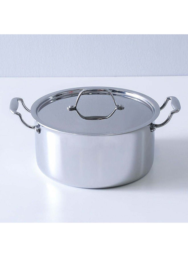 DANUBE HOME Celina Stainless Steel Casserole With Ss Lid 2.5Mm Stainless Steel Non-Stick Stockpot With Cover For Kitchen W24Xh12.5Cm - Silver - Image 2