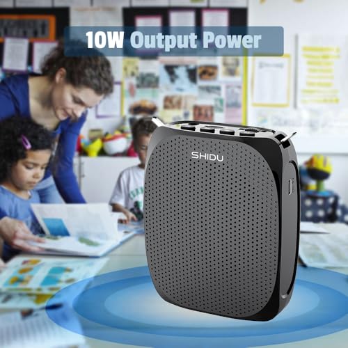 SHIDU S258 Upgraded Portable Rechargeable Voice Amplifier with Wired Neckband Microphone, Supports AUX, USB, & Micro-SD Card Input for Teachers, Tour Guides with Type C Charging Cable|Black - Image 3
