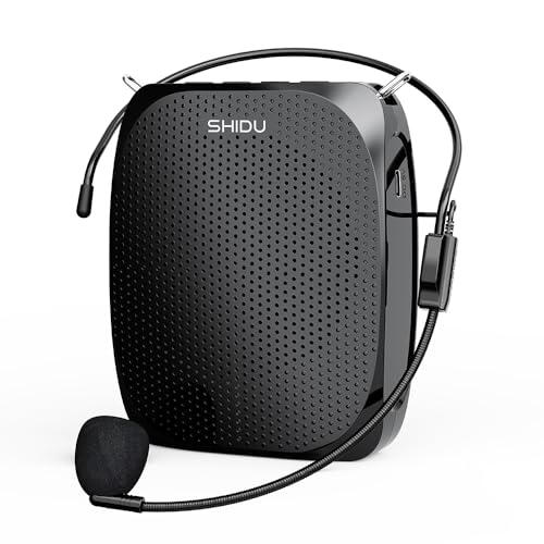 SHIDU S258 Upgraded Portable Rechargeable Voice Amplifier with Wired Neckband Microphone, Supports AUX, USB, & Micro-SD Card Input for Teachers, Tour Guides with Type C Charging Cable|Black - Image 1