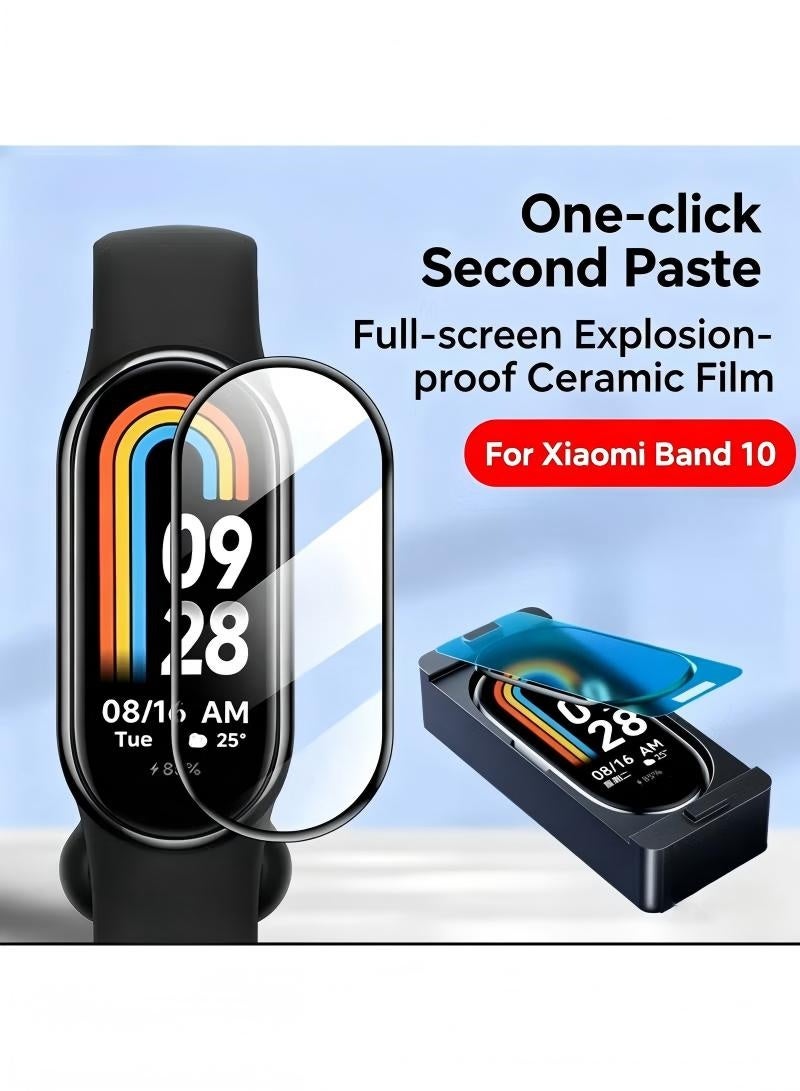 واقي شاشة لساعة Xiaomi Mi Band 10 يتميز بميزة المحاذاة التلقائية، ويوفر تغطية كاملة؛ وهو عبارة عن طبقة حماية شفافة وعالية الدقة، مقاومة للخدش وخالية من الفقاعات. - Image 5