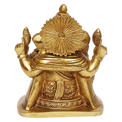 Kartique Brass Ganesh Bhagwan Idol Ganesha Statue Ganpati Murti for Home Entrance Decor Diwali Gift Height 7 Inch Gold Color - Image 5