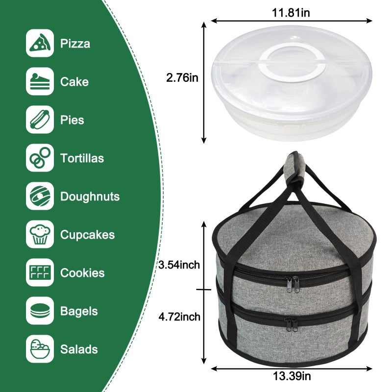 Aufind 12" 2 Pack Pie Carrier with Lid and Insulated Food Carrying Case Bag, Reusable Food Storage Containers for Pies, Cheesecake, Pizza, Nuts Fruit - Image 5