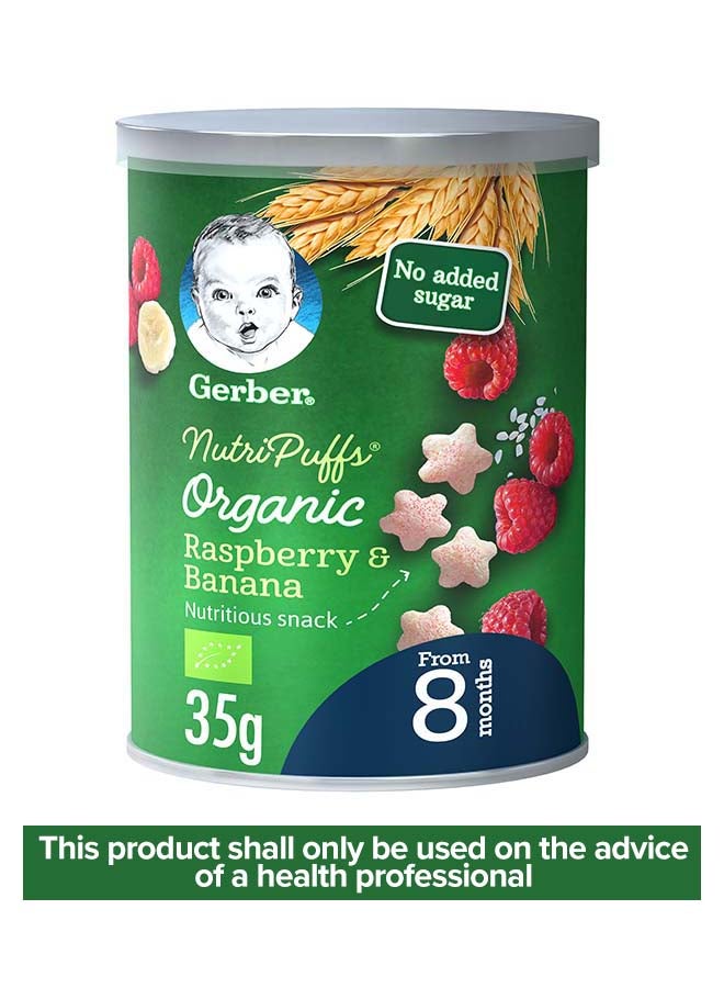 Organic NutriPuffs Raspberry And Banana Nutritious Snack, Mixed Fruits