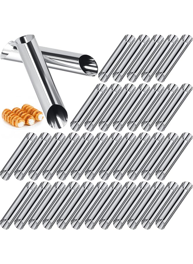 S-TOP 50 Pcs Cannoli Tubes Stainless Steel Cannoli Forms Cream Horn Molds Non Stick Danish Pastry Molds for Croissant Shell Cream Roll Baking Cookie Dough (Tubes) - Image 1