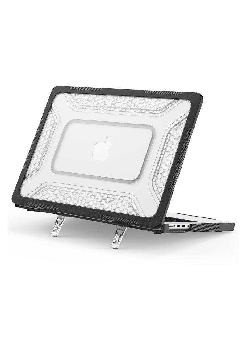 غطاء صلب من البولي كربونات فائق النحافة مزود بفتحات تبريد وحامل مدمج لجهاز MacBook Air مقاس 13.6 بوصة (طرازات A2681/A3113/A3240/A3449)، غطاء حاسوب محمول مضاد للصدمات ومقاوم للخدش.