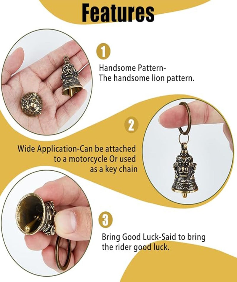 CartHome Guardian Bell for Bike, Guardian Brass, Luck Bells, Guardian Bell Keychain Bike Bells Suitable Motorcycle Handlebars Bicycle Bike Accessories Rider Gear Decor - Image 3