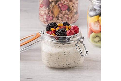 ARUZEN -® - Air Tight Glass Storage Containers with Steel Clamp Lid and Silicon Seal/Glass Jars/Kitchen Storage Containers/Cookie Jar - 500ml - (Set of 4) - Image 4