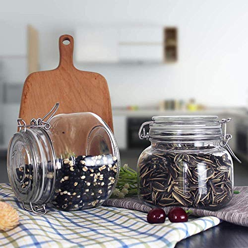 ARUZEN -® - Air Tight Glass Storage Containers with Steel Clamp Lid and Silicon Seal/Glass Jars/Kitchen Storage Containers/Cookie Jar - 500ml - (Set of 4) - Image 2