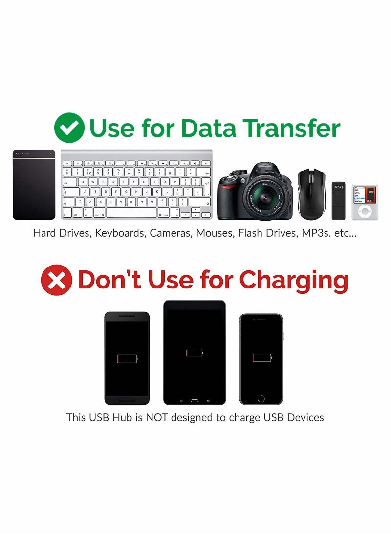 Y&D 4-Port USB 2.0 Data Hub 4 Port Extension Portable Expansion with Individual LED light On/Off Switches for Laptop PC Mobile Phone Hard Drivers Keyboard Flash Driver  - Image 5