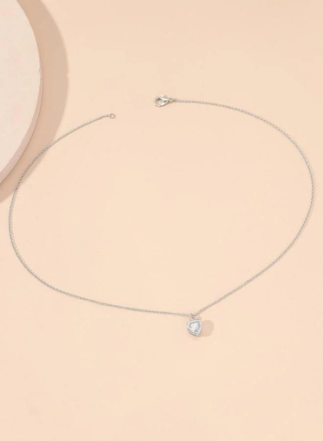 تايك تو قلادة فضية بدلاية على شكل قلب