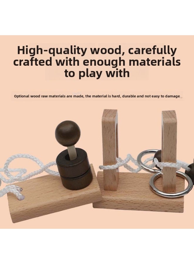 Loquat Wooden Topology Unleash Rope Toy Column Unleash Rope Series Unleash Unlock Toy Fun Kongming Lock Luban Lock-Color:Choose Any 2 Pieces (remark Order) - Image 2