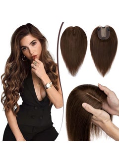 SEGO SEGO Clip in Hair Topper For Women No Bangs Remy Human Hair Toppers Silk Base Top Wiglet Hairpieces for Hair Loss Thinning Hair Cover Grey Hair 4 Clips 